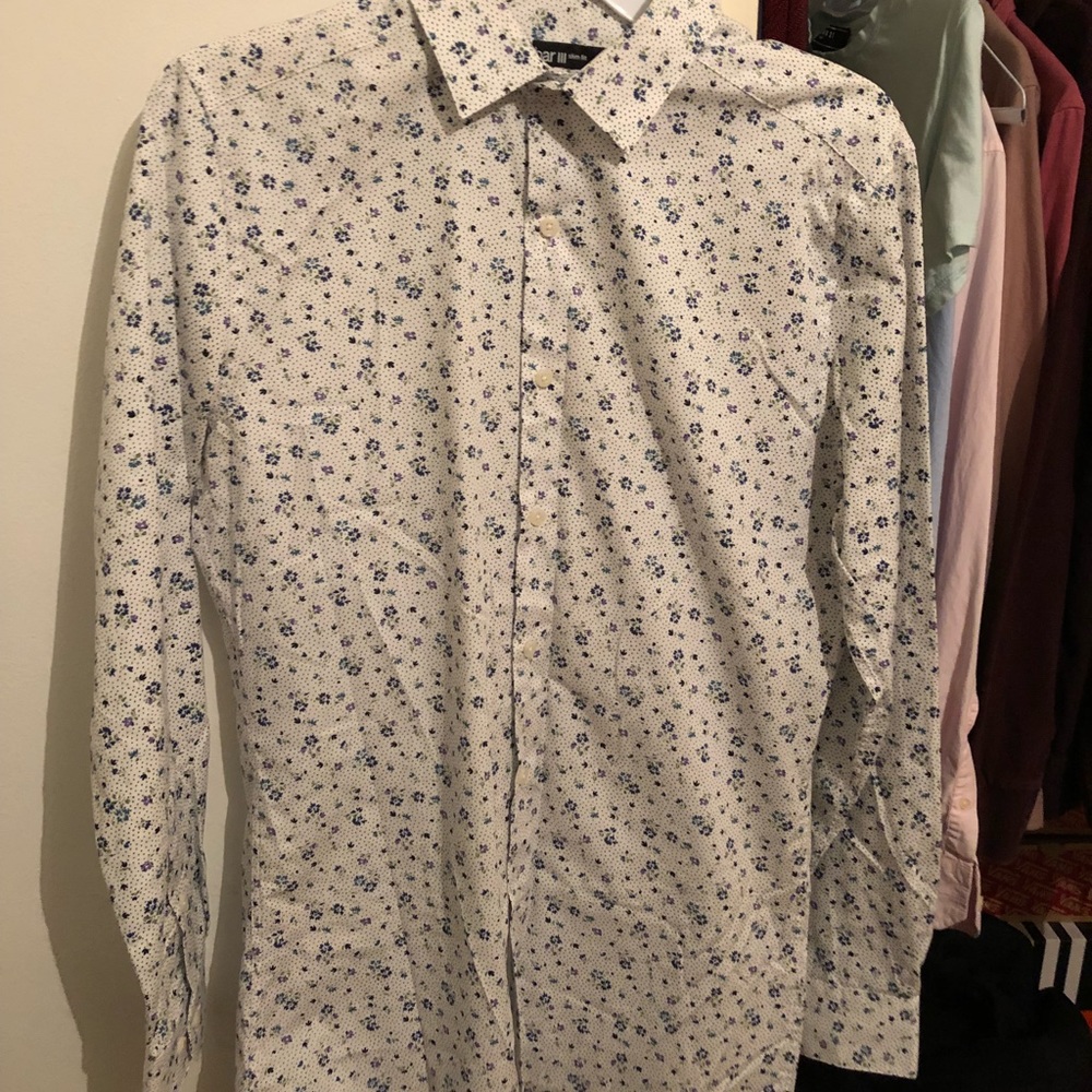 Bar III slim fit floral dress shirt